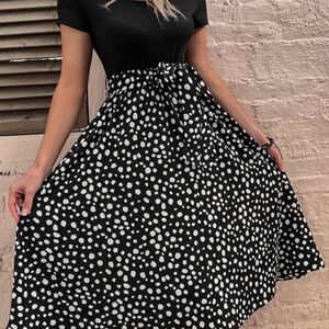SHEIN Black and White Polka Dot Dress